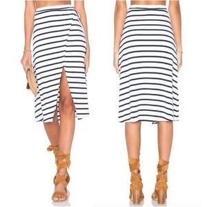 Lovers + Friends Size S Temptations Striped Skirt Navy Blue White